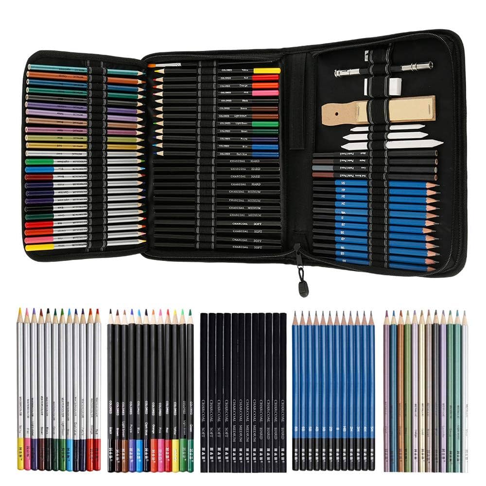 Amazon | 【72点セット】スケッチ鉛筆 デッサン 鉛筆セット 美術